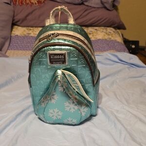 Loungefly Metallic Teal Backpack with Snowflake Design